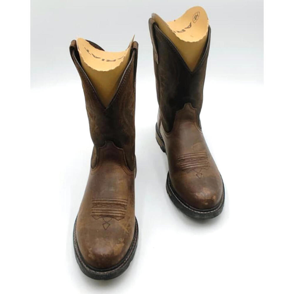 Ariat Work Ground-Breaker Pull-On Cowboy Brown Round Toe Boots Size 12 Men